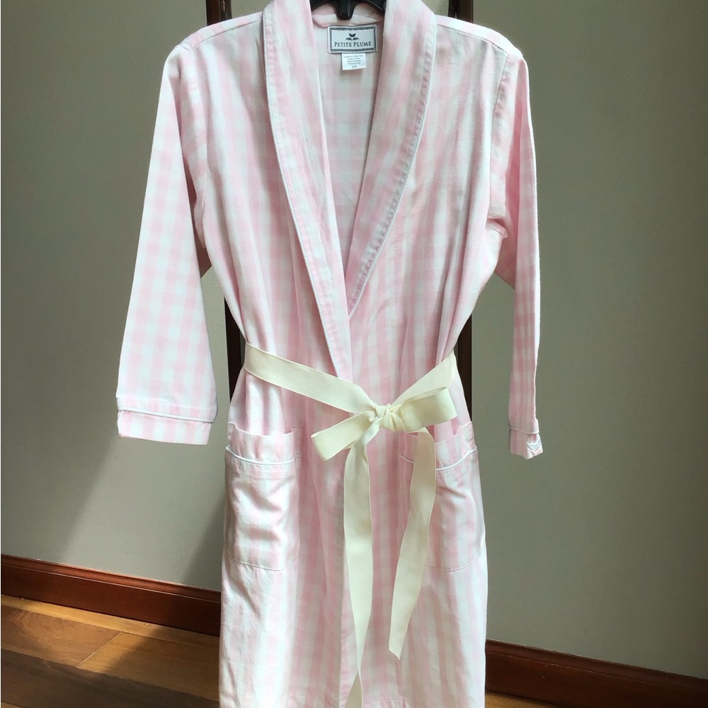 Petite Plume Robe Bath Gingham Print‎ Sleepwear Luxurious